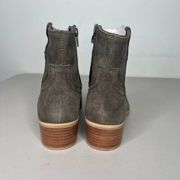 Dolce Vita Grey Olive Suede Heeled Western Booties Size 6 - Picture 4 of 9